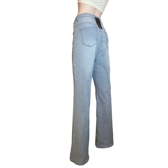 Fashion Nova Pin Me Down Stripe Flare Jeans High Waist Bell Bottom Button Fly - Picture 9 of 14